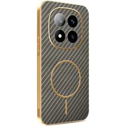 Coque arrière Phonesta Luxury Carbon Fiber avec MagSafe pour Xiaomi Redmi Note 14 Pro Plus - Marron
