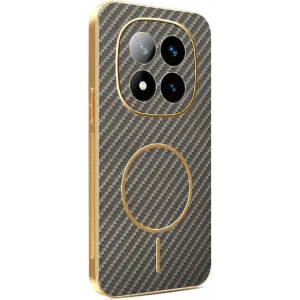 Coque arrière Phonesta Luxury Carbon Fiber avec MagSafe pour Xiaomi Redmi Note 14 Pro Plus - Marron
