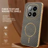 Coque arrière Phonesta Luxury Carbon Fiber avec MagSafe pour Xiaomi Redmi Note 14 Pro Plus - Marron 2