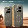 Coque arrière Phonesta Luxury Carbon Fiber avec MagSafe pour Xiaomi Redmi Note 14 Pro Plus - Marron 4
