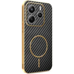 Coque arrière Phonesta Luxury Carbon Fiber avec MagSafe pour Xiaomi Redmi Note 14 4G 164.8mm - Noir