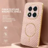 Coque arrière Phonesta Luxury Carbon Fiber avec MagSafe pour Xiaomi Redmi Note 14 Pro 4G - Rose 2