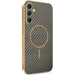 Coque arrière Phonesta Luxury Carbon Fiber avec MagSafe pour Samsung Galaxy A16 - Marron