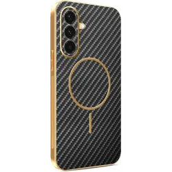Coque arrière Phonesta Luxury Carbon Fiber avec MagSafe pour Samsung Galaxy A36 - Noir