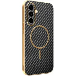 Coque arrière Phonesta Luxury Carbon Fiber avec MagSafe pour Samsung Galaxy A56 - Noir