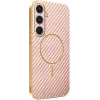 Coque arrière Phonesta Luxury Carbon Fiber avec MagSafe pour Samsung Galaxy S25 Plus/S24 Plus - Rose 0