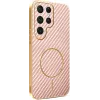 Coque arrière Phonesta Luxury Carbon Fiber avec MagSafe pour Samsung Galaxy S25 Ultra - Rose 0