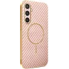 Coque arrière Phonesta Luxury Carbon Fiber avec MagSafe pour Samsung Galaxy S25/S24 - Rose 0