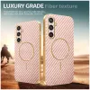 Coque arrière Phonesta Luxury Carbon Fiber avec MagSafe pour Samsung Galaxy S25/S24 - Rose 3