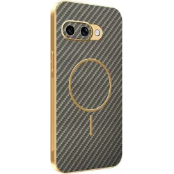 Coque arrière Phonesta Luxury Carbon Fiber avec MagSafe pour Google Pixel 9a - Marron