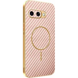 Coque arrière Phonesta Luxury Carbon Fiber avec MagSafe pour Google Pixel 9a - Rose