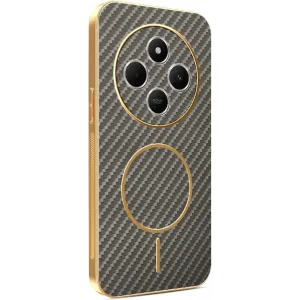 Coque arrière Phonesta Luxury Carbon Fiber avec MagSafe pour Xiaomi Redmi 14C / Xiaomi Poco C75 - Marron