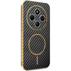 Coque arrière Phonesta Luxury Carbon Fiber avec MagSafe pour Xiaomi Redmi 14C / Xiaomi Poco C75 - Noir