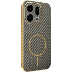 Coque arrière Phonesta Luxury Carbon Fiber avec MagSafe pour Oppo Find X9 - Marron