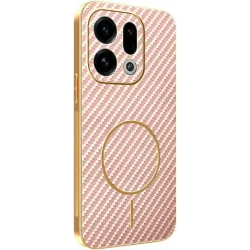 Coque arrière Phonesta Luxury Carbon Fiber avec MagSafe pour Oppo Find X9 - Rose