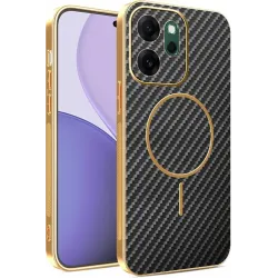 Coque arrière Phonesta Luxury Carbon Fiber avec MagSafe pour Oppo Reno14 F/FS - Noir