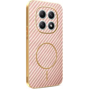 Coque arrière Phonesta Luxury Carbon Fiber avec MagSafe pour Xiaomi Redmi Note 15 4G/5G / Xiaomi Poco M8 - Rose