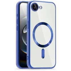 Coque arrière Phonesta Luxury Crystal avec MagSafe pour Apple iPhone 17e/16e - Transparent/Bleu foncé