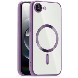 Coque arrière Phonesta Luxury Crystal avec MagSafe pour Apple iPhone 17e/16e - Transparent/Violet foncé