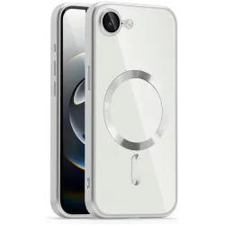 Coque arrière Phonesta Luxury Crystal avec MagSafe pour Apple iPhone 17e/16e - Transparent/Argent