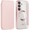 Coque portefeuille Phonesta Luxury Crystal avec MagSafe pour Samsung Galaxy S24 FE - Rose