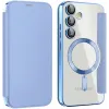 Coque portefeuille Phonesta Luxury Crystal avec MagSafe pour Samsung Galaxy S24 FE - Bleu clair