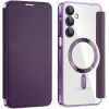 Coque portefeuille Phonesta Luxury Crystal avec MagSafe pour Samsung Galaxy A16 - Violet foncé