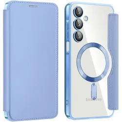 Coque portefeuille Phonesta Luxury Crystal avec MagSafe pour Samsung Galaxy A16 - Bleu clair