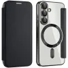 Coque portefeuille Phonesta Luxury Crystal avec MagSafe pour Samsung Galaxy S25/S24 - Noir