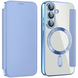 Coque portefeuille Phonesta Luxury Crystal avec MagSafe pour Samsung Galaxy S25 Plus/S24 Plus - Bleu clair