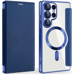 Coque portefeuille Phonesta Luxury Crystal avec MagSafe pour Samsung Galaxy S25 Ultra - Bleu foncé