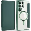 Coque portefeuille Phonesta Luxury Crystal avec MagSafe pour Samsung Galaxy S25 Ultra - Vert foncé