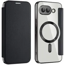 Coque portefeuille Phonesta Luxury Crystal avec MagSafe pour Google Pixel 9a - Noir