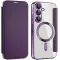 Coque portefeuille Phonesta Luxury Crystal avec MagSafe pour Samsung Galaxy A36/A56 - Violet foncé