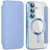 Coque portefeuille Phonesta Luxury Crystal avec MagSafe pour Samsung Galaxy A36/A56 - Bleu clair