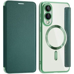 Coque portefeuille Phonesta Luxury Crystal avec MagSafe pour Samsung Galaxy S25 Edge - Vert foncé