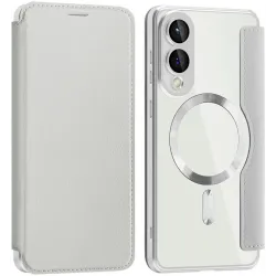 Coque portefeuille Phonesta Luxury Crystal avec MagSafe pour Samsung Galaxy S25 Edge - Argent