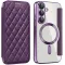 Coque portefeuille Phonesta Luxury Crystal Puffed avec MagSafe pour Samsung Galaxy S25/S24 - Violet foncé