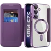 Coque portefeuille Phonesta Luxury Crystal Puffed avec MagSafe pour Samsung Galaxy S25/S24 - Violet foncé 1