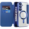 Coque portefeuille Phonesta Luxury Crystal Puffed avec MagSafe pour Samsung Galaxy S25 Plus/S24 Plus - Bleu foncé 2