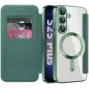 Coque portefeuille Phonesta Luxury Crystal Puffed avec MagSafe pour Samsung Galaxy S25 Plus/S24 Plus - Vert foncé 2