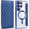 Coque portefeuille Phonesta Luxury Crystal Puffed avec MagSafe pour Samsung Galaxy S25 Ultra - Bleu foncé