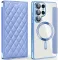 Coque portefeuille Phonesta Luxury Crystal Puffed avec MagSafe pour Samsung Galaxy S25 Ultra - Bleu clair