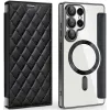 Coque portefeuille Phonesta Luxury Crystal Puffed avec MagSafe pour Samsung Galaxy S25 Ultra - Noir