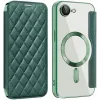 Coque portefeuille Phonesta Luxury Crystal Puffed avec MagSafe pour Apple iPhone 17e/16e - Vert foncé