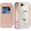 Coque portefeuille Phonesta Luxury Crystal Puffed avec MagSafe pour Apple iPhone 17e/16e - Rose 2