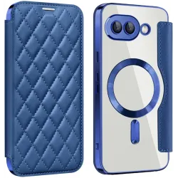 Coque portefeuille Phonesta Luxury Crystal Puffed avec MagSafe pour Google Pixel 9a - Bleu foncé