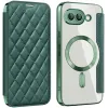 Coque portefeuille Phonesta Luxury Crystal Puffed avec MagSafe pour Google Pixel 9a - Vert foncé