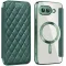 Coque portefeuille Phonesta Luxury Crystal Puffed avec MagSafe pour Google Pixel 9a - Vert foncé