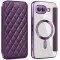 Coque portefeuille Phonesta Luxury Crystal Puffed avec MagSafe pour Google Pixel 9a - Violet foncé